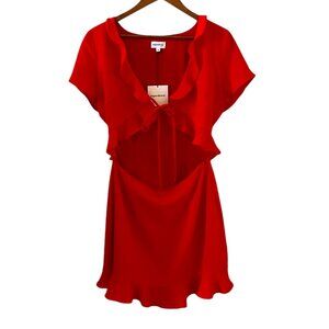 Superdown NEW Mia Ruffle Tie Front Dress In Red Size M